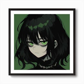 Anime Girl With Green Eyes Art Print