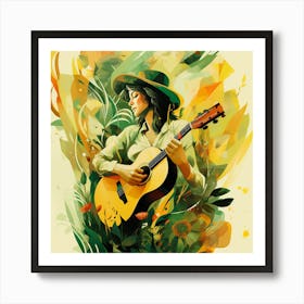 Playing The Guitar In The Jungle Art Print