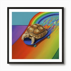 Turtle On A Skateboard Art Print