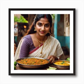 tamil girl food ai art Art Print