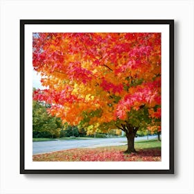 Anecdote Of An Autumnal Oak Tree Bathed In Brilliant Violet Hues In A Mid September Setting Leaves (4) Art Print