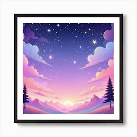 Sky With Twinkling Stars In Pastel Colors Square Composition 262 Art Print