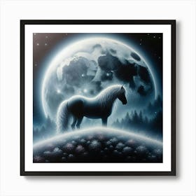 Horse In The Moonlight 34 Art Print