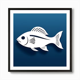 Fish On A Blue Background Art Print