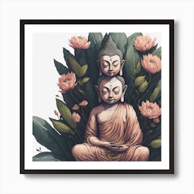 Floral Buddha (3) Art Print