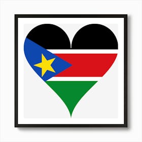 Heart Love Flag Star South Sudan Africa Heart Shaped Art Print