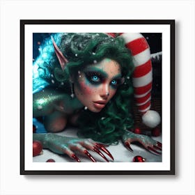 Elf In The Snow Art Print