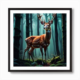 Deer In The Forest 46 Art Print