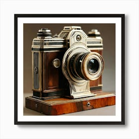 A Vintage Camera Reimagined: An Art Deco Sculpture Art Print