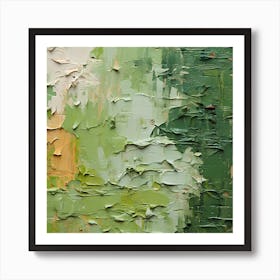 Impasto Enigma: Fragmented Green Realities Art Print