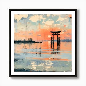 夕映えの鳥居 Torii Gate In The Evening Glow Art Print