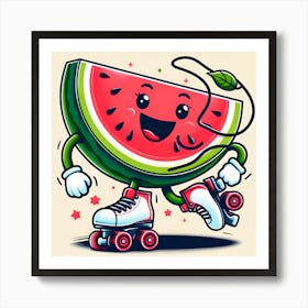 Watermelon Skateboarder Art Print