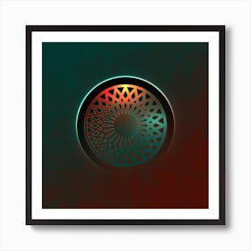 Geometric Neon Glyph on Jewel Tone Triangle Pattern 056 Art Print