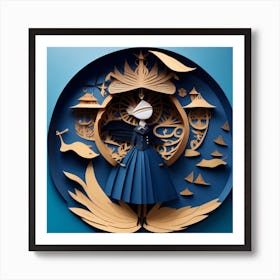 Paper art navy 07 Art Print