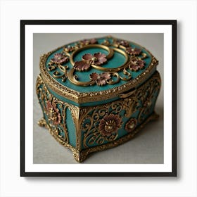 Blue And Gold Jewelry Box Art Print