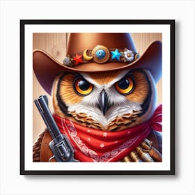 Cowboy Owl 5 Art Print