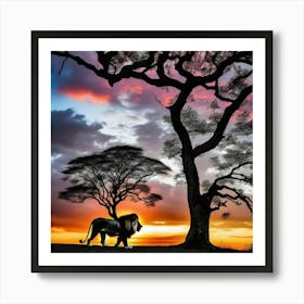 Lion At Sunset 16 Art Print