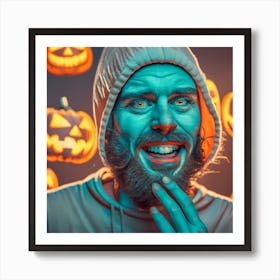 Hyperrealistic Photography Of A Man As Jack O La Art Print