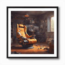 Video gaming chair in a room Art Print