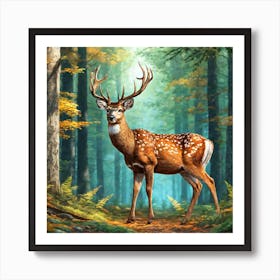 Deer In The Forest 163 Art Print