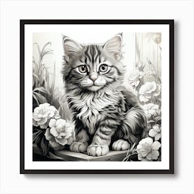 Kitten In The Window Art Print