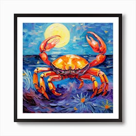 Crab In The Moonlight Art Print