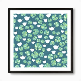 Water Lilies and Lily Pads in a Pond Art Print