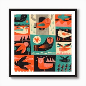 Owls 3 Square Art Print