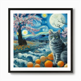 Cat In The Oranges Art Print