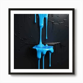 Blue Paint Drip Art Print