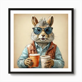 Squirrel With Coffee 2 Art Print