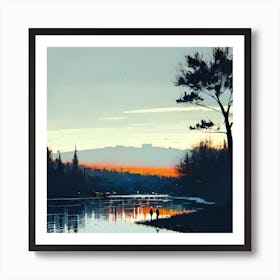 Sunset By The Lake 8 Art Print