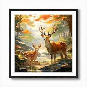 Deer In The Forest 1 Art Print