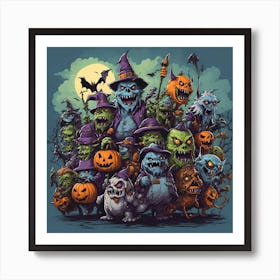 Halloween Monsters Art Print