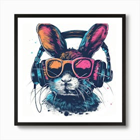 Rabbit With Headphones 7 Art Print