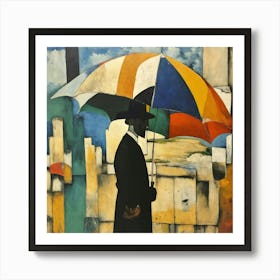 French man with an umbrella Art Print