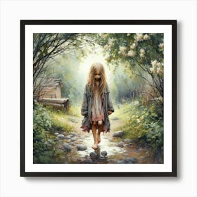 Little Girl In The Woods 2 Art Print