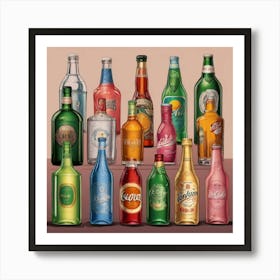 Default Drinks In Bottles Of Popular Brands Aesthetic 2 Art Print