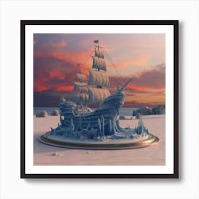 Beautiful ice sculpture in the shape of a sailing ship 24 Art Print