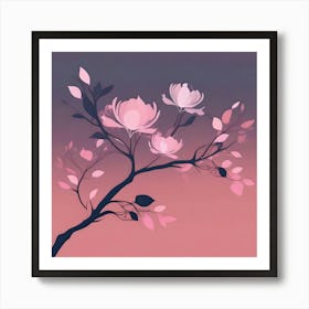 Branch with pink flowers Art Print