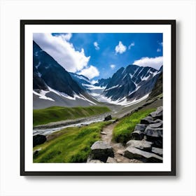 Peak Summit Ridge Glacier Snowcap Slope Elevation Climb Hike Trail Valley Range Gran Art Print