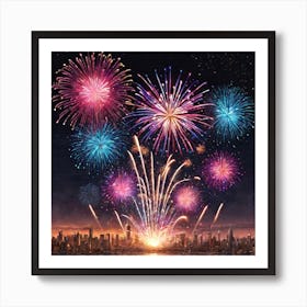 Fireworks Over New York City Art Print