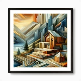 A mixture of modern abstract art, plastic art, surreal art, oil painting abstract painting art e
wooden huts mountain montain village 5 Art Print