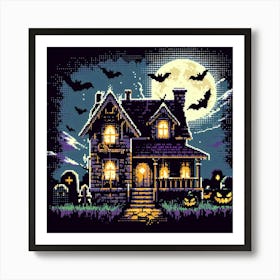 8-bit haunted house Art Print