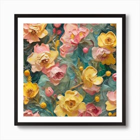 Pink and yellow and green Art Print
