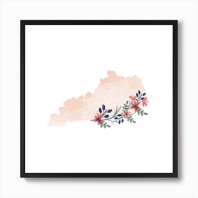 Kentucky Watercolor Floral State Art Print