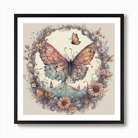 Butterfly In A Circle Art Print