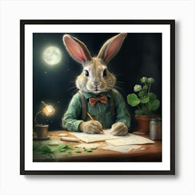 Rabbit Writing 3 Art Print