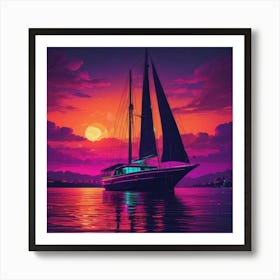 Sunset Sailboat 13 Art Print