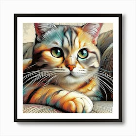 Feline Cat Creative Artwork Illustration 160 Art Print